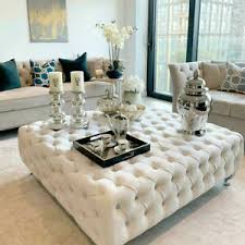 Diy ottoman coffee table finished addicted 2 decorating. Square Coffee Table Upholstered Chesterfield Footstool Pouffe Foot Stool Seat Ebay