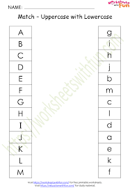 This printable alphabet worksheet helps students practice upper and lowercase letters as well as sounds. Course English Preschool Topic Match Uppercase With Lowercase Worksheets
