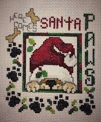 This instant digital download full coverage cross stitch pattern pdf. Completed Finished Cross Stitch Christmas Santa Dog Paws Christmas Cross Stitch Patterns Free Christmas Cross Stitch Cross Stitch Christmas Cards