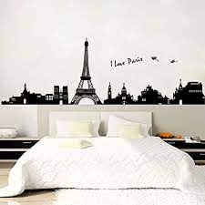 Paris Wall Decals Eiffel Tower Wall Decor Black And White Wall Stickers Peel And Stick By Paris Wall Decals Comfortable Bedroom Decor White Wall Stickers