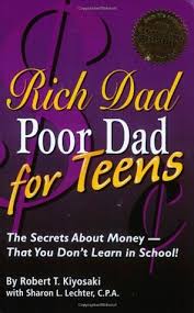 Study hard so you can find a good company to work for. Rich Dad Poor Dad Shelf