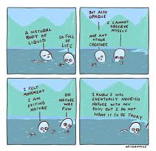 Seaweed Touching Your Leg Is Like Satan Caressing Your Toes And Whispering Mayonnaise Aliens Funny Planet Comics Funny Comic Strips