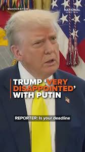 President Trump said he is ‘very disappointed’ with Russian President Putin  ahead of the deadline Trump set for Russia to reach a peace deal with  Ukraine., READ MORE: https://bit.ly/47iiLYD