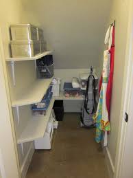 Flavorings like spices, herbs, and cooking vinegars, oils, and wines; The Craft Closet Finished Closet Under Stairs Small Closet Storage Understairs Storage