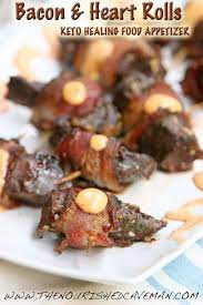Bacon And Beef Heart Appetizer Rolls Healing Food And Nutrients For A Keto Diet The Nourished Caveman Recipe Offal Recipes Beef Heart Recipe Healing Food