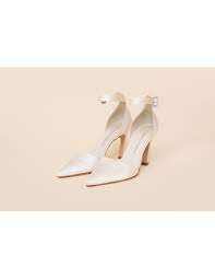 Scarpa modello chanel, con plateau. Scarpa Da Sposa In Raso Con Cinturino Colore Bianco Taglia 36