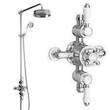 Chatsworth 1928 Traditional Triple Exposed Shower Valve Inc Luxury Riser Kit Diverter 8 Shower Valve Shower Fittings Shower Diverter