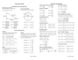 Trig Cheat Sheet Formulas And I Math Cheat Sheet Math Algebra Cheat Sheet