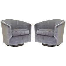 Pair Of Swivel Tub Chairs In Fog Velvet And Walnut Bases In 2020 Tub Chair Chair Mid Century Swivel Chair