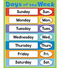 Days Of The Week Chart Poster From Carson Dellosa Another