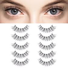 Amazon.com: Natural Eyelashes Wispy Short False Eyelashes 3D Fluffy Thin  Band Strip Lashes Wispy Faux Mink Lashes Lightweight 5 Pairs Multipack by  ...
