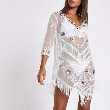 White 3d Flower Beach Cover Up Beachwear For Women Beachwear Swimwear Beachwear