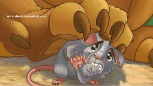 The angry lion grabbed the mouse and held it to his jaws. The Lion And The Mouse English Short Story For Kids Short Stories For Kids