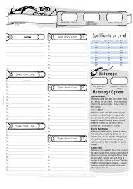 Spell Point Sorcerer Spell Sheet V0 03 Unearthedarcana