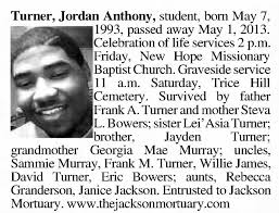 Obituary for Jordan Anthony Turner, 1993-2013