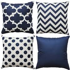 This dresser is the cutest with is bold color and modern hardware! Buy Wlnui Set Of 4 Navy Blue Decorative Throw Pillow Covers Square Farmhouse Linen Polka Dot Cushion Cases For Sofa Couch Home Decor 18x18 Inch Online In Indonesia B07wlk7vwd