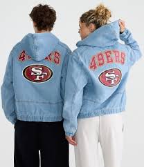 San Francisco 49ers Full-Zip Hooded Denim Jacket - Aeropostale