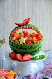 Pin By Patricia Holmes On Pasteleria Tortas Bocaditos Y Decoracion De Platos Food Carving Fruit Carving Watermelon Basket