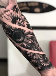 Black And Grey Sunflower Tattoo Designs Sleeve Tattoo Design Sleevetattoodesign Sunflower Tattoo Shoulder Sunflower Tattoos Sunflower Tattoo