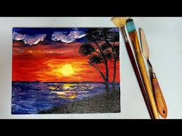 Painting ideas for kids drawing paintings for kids painting. Easy Acrylic Sunset Painting Tutorial For Beginners Step By Step Sunset Acrylic Painting Tutorial Painting With Oil Paints