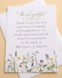 Giving flowers has been a way to communicate emotions since ancient times. Sympathy Thank You Cards With Pretty Wild Flowers Sympathy Thank You Cards Funeral Thank You Cards Thank You Card Wording