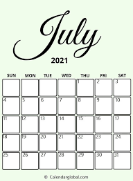 You may download these free printable 2021 calendars in pdf format. Printable Cute Blank July 2021 Calendar With Holidays