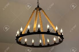 An Old Vintage Lamp Hanging On Ceiling With Turn On Light Bulb Stock Photo Picture And Royalty Free Image Image 85475869