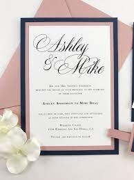 Navy Blue And Dusty Rose Pink Wedding Invites Wedding Etsy In 2021 Pink Wedding Invitations Wedding Invitations Wedding Invitation Sets