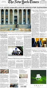 And international news, politics, business, technology, science, health, arts, sports and more. The New York Times In Print For Thursday March 19 2020 The New York Times