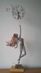 Fairy And Dandelion Blown Away Dandelion Wire Fairy Sculpture Wire Art Make A Wish Design Home Decor Fairy Scul Chicken Wire Art Fairy Sculpture Wire Art