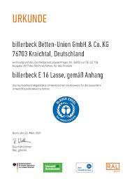 Billerbeck betten union gmbh & co kg location. Zertifikate Billerbeck Betten