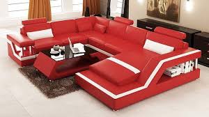 Vig Furniture Divani Casa 6139 Modern Red And White Bonded Leather Sectional Sofa Vge Red Leather Sofa Sectional Red Sectional Sofa Leather Sectional Sofas