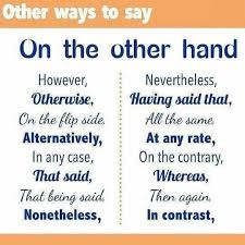 Other Ways To Say On The Other Hand English Writing Learn English English Words