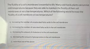 No Cholesterol T 1 Cholesterol Tm Temperature Fig: Effect Of Temperature  And Cholesterol On Fluidity The Figure Indicates That: Cholesterol In The  Membrane Increases Cooperative Melting: Increasing Amounts Of Cholesterol  Increase Membrane