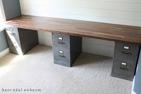 Storage units and cabinets keep it all under control, with different sizes. Filing Cabinets As Base For Table Top File Cabinet Desk Butcher Block Desk Butcher Block Desk Top