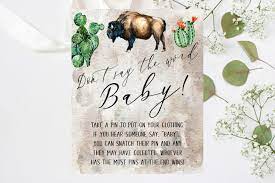 Buffalo Cactus Southwestern Serape Baby Shower Don T Say Etsy In 2021 Southwest Baby Shower Boy Baby Shower Themes Dont Say Baby