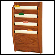 Wood Chart File Wall Rack With 4 Pockets