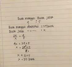 Kita cari dulu fpb dari 12, 36, dan 64 12 = 2 x 2 x 3 = 2^2 x 3 36 = 2 x 2 x 3 x 3 = 2^2 x 3^2 64 = 2 x 2 x 2 x 2 x 2 x 2 = 2^6 fpb = 2^2 = 4 orang jadi, jumlah teman ica ada 4 orang (option d) soal 6: Perbandingan Antara Banyak Buah Mangga Dan Buah Jeruk Dalam Sebuah Keranjang Adalah 4 5 Banyak Brainly Co Id