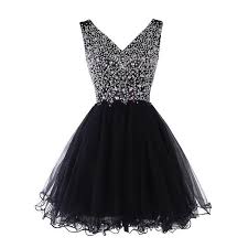 Sleeveless Plunge V Beaded Short Tulle Homecoming Dress Party Dress Mini Homecoming Dresses Dresses For Teens Evening Dresses Prom