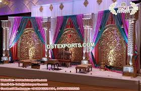 Rajwadi Rajasthani Wedding Stage Decor Phoenix Los Angeles Dallas Columbus Denver Washington Boston Port Wedding Stage Decor Wood Deco Deco Paint