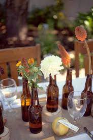 Fall Wedding Ideas From Sara Gray Photography Beer Bottle Centerpieces Bottle Centerpieces Oktoberfest Wedding