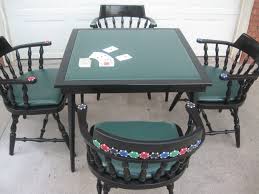 Thrift Store Table Chairs Turned Into A Poker Table So Cool What A Little Paint Imagination Can Do Poker Table Furniture Rehab Poker Room