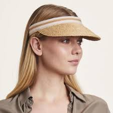 Helen Kaminski Bianca Visor in Natural/Nougat Stripe