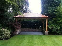 Green Oak And Cedar Gazebo Designed And Built By Classic Paving Garden Huts Garden Gazebo Garden Structures