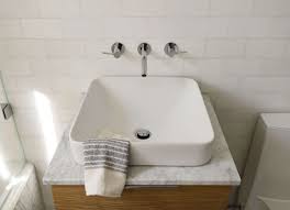 The solid square body of the mantle vessel sink is composed of thick, vertical walls and a faintly slanted basin the classically redefined aurelia ceramic square vessel bathroom sink adds to the aesthetic appeal of your bathroom. Vox Rectangle Vessel Above Counter Bathroom Sink