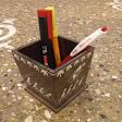 Warli pen stand made of wood. Handpainted