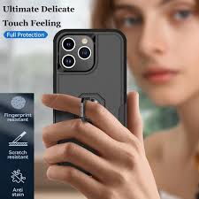 Njjex Shockproof Phone Case for Apple iPhone 15 Pro Max with 360° Rotatable  Ring Holder and Magnetic Kickstand, Black