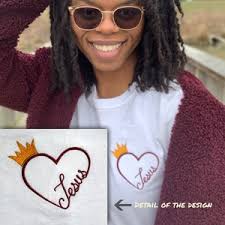 Jesus is the King of My Heart Embroidery Design Unisex T-shirt Jesus is  King Jesus is Lord Christian Shirts Love