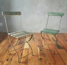 Vintage French Folding Bistro Metal And Wood Slat Etsy Bistro Chairs Outdoor Patio Chairs Wood Slats