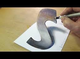 very easy how to drawing 3d floating letter quot a quot 2 anamorphic illusion 3d trick art on paper youtube 3d drawings art tips drawings